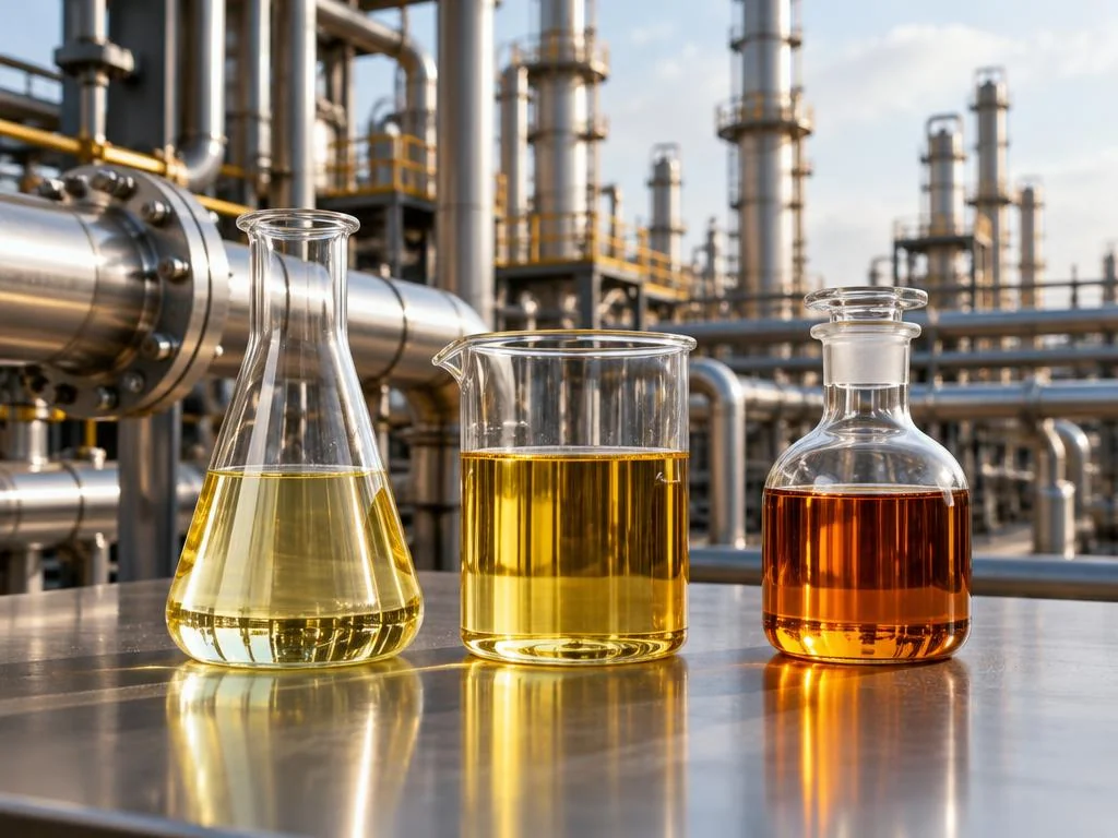 Specialty petroleum liquid samples at a refinery